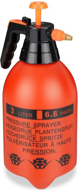 Relaxdays Drucksprüher für den Garten in Orange und Schwarz mit praktischer Skala und Feststell-Schieber am Griff, Volumen: 3 l - Bild 1