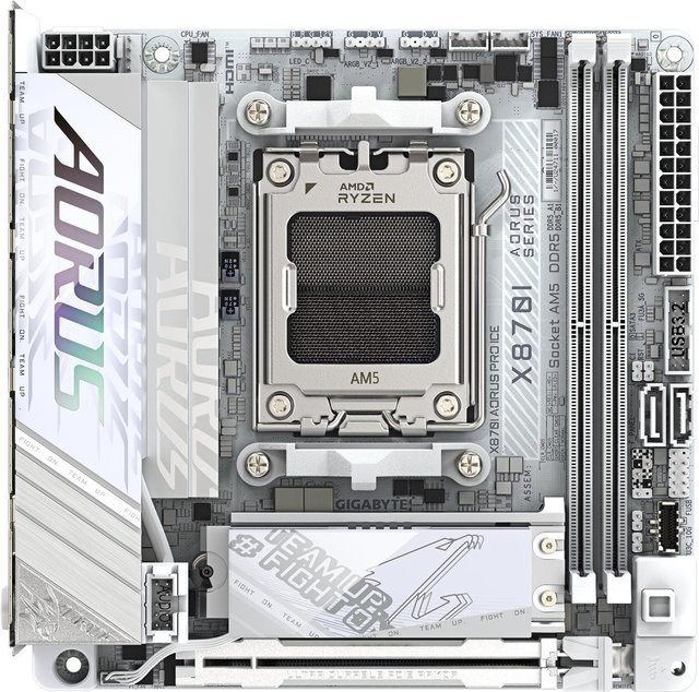 Gigabyte AORUS X870I PRO ICE Mainboard, Mini-ITX, AM5, AMD X870 Chipsatz, White, DDR5, Wi-Fi 7, Bluetooth, 2,5 Gigabit LAN, USB4, USB-C 3,2 Gen2 - Bild 2