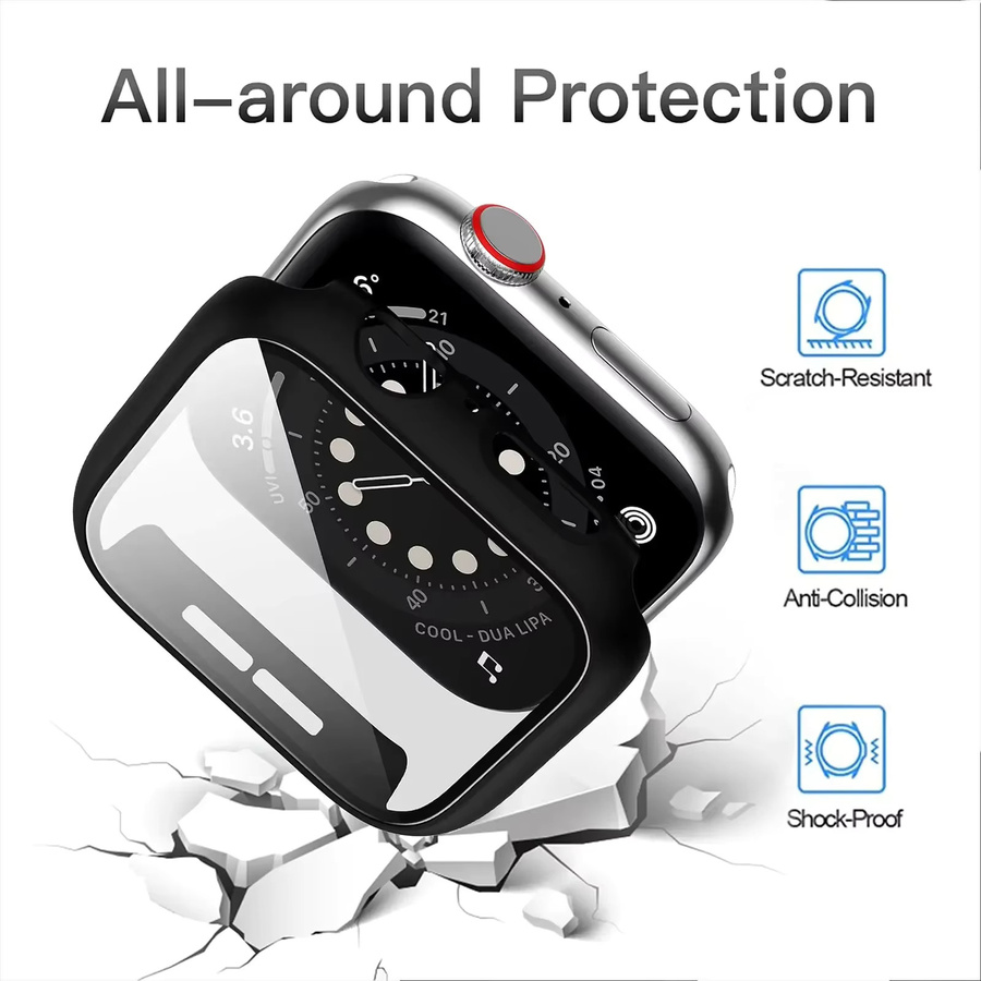 Displayschutz mit Abdeckung aus gehärtetem Glas für Apple Watch Serie 10, 9, 8, 7, 6, 5, 4, SE und iWatch in 38 mm, 40 mm, 41 mm, 42 mm, 44 mm und 45 mm - Bild 5