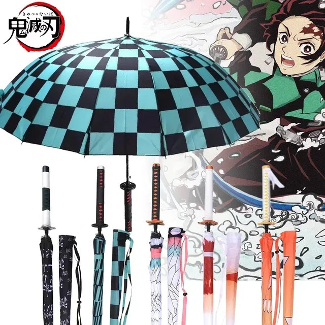 Bandai Demon Slayer Tanjirou Katana Regenschirm, Langer Windfester Sonnenschirm - Bild 1