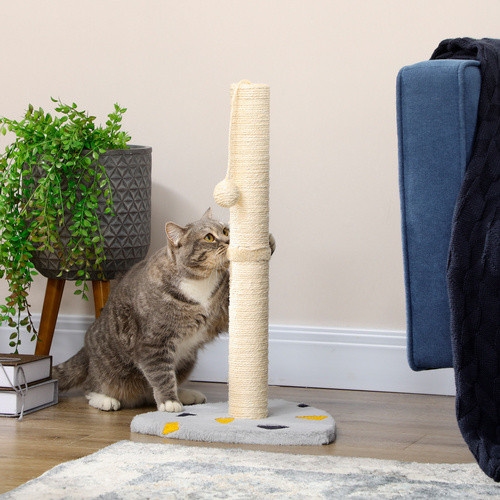 PawHut Kratzbaum für Katzen in Hellgrau mit Jute-Kratzball, B/T/H: 35 x 35 x 62 cm - Bild 3