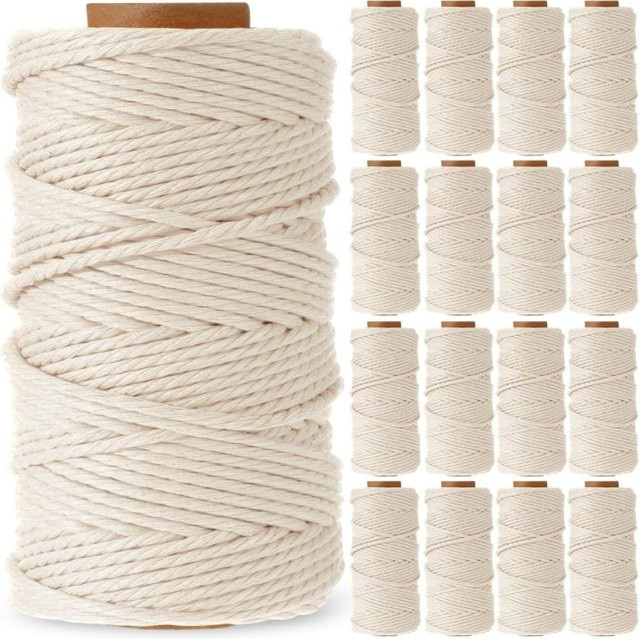 Beige Makramee Baumwollschnur für Wandbehang und Handwerk, Länge: 200 m, Durchmesser: 3 mm - Bild 1