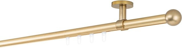 Ondeco Gardinenstange auf Maß mit Innenlauf 20mm und Gleitern, Farbe: Messing-Matt/Gold, Deckenträger 4cm, Länge: 390 cm - Bild 1