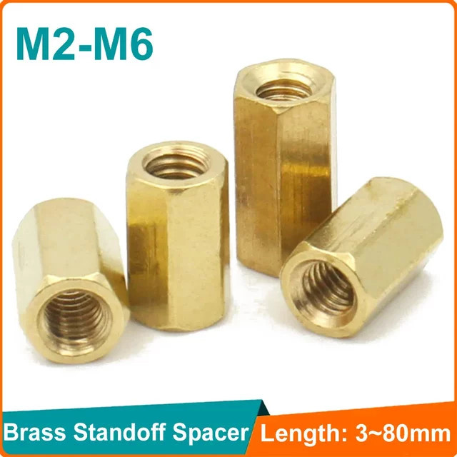 DUOJI Messing Abstandshalter Sechskant Buchse in Gold für M2 M2,5 M3 M4 M5 M6 - Bild 1