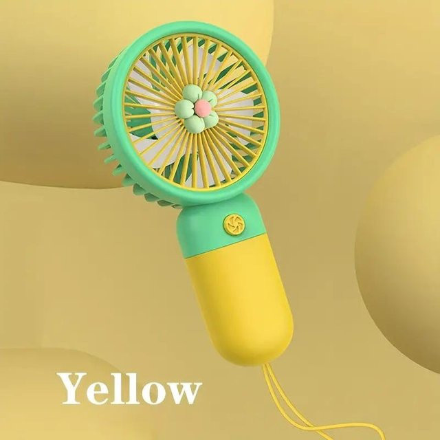 BC Electrical Appliances USB-Mini-Handventilator in Gelb, ultra-leiser tragbarer Kühlventilator aus Kunststoff - Bild 1
