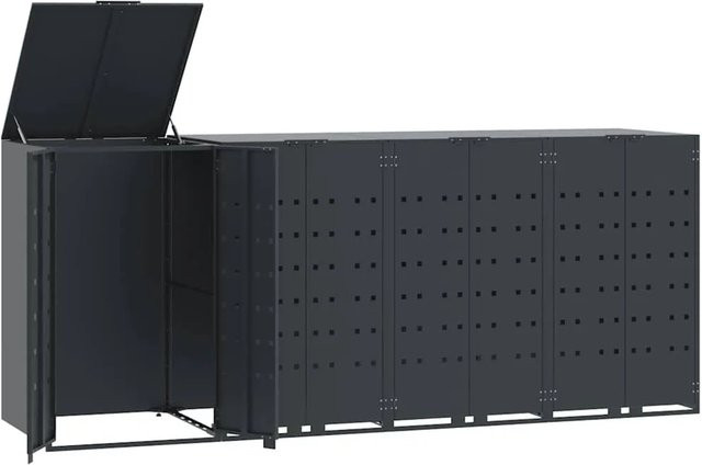 DELUKE Mülltonnenbox GORILO Mülltonnenverkleidung für 4 Tonnen aus Stahl in Anthrazit B/T/H: 276 x 79 x 117 cm - Bild 1