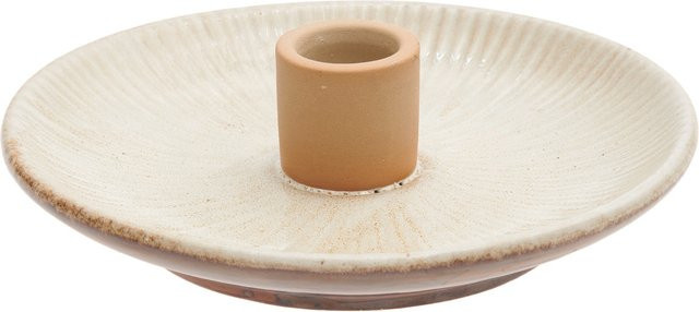 Rico Design Porzellan Kerzenhalter Rund Beige für Weihnachtsdekoration - Bild 1