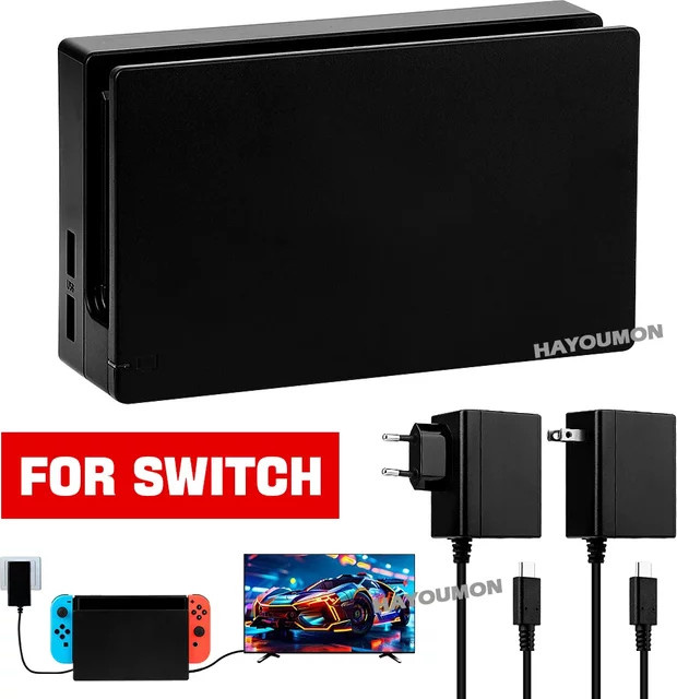 Hayoumon 2in1 Dockingstation für Nintendo Switch mit HDMI-Kompatibilität und AC-Adapter Netzteil in Schwarz - Bild 1