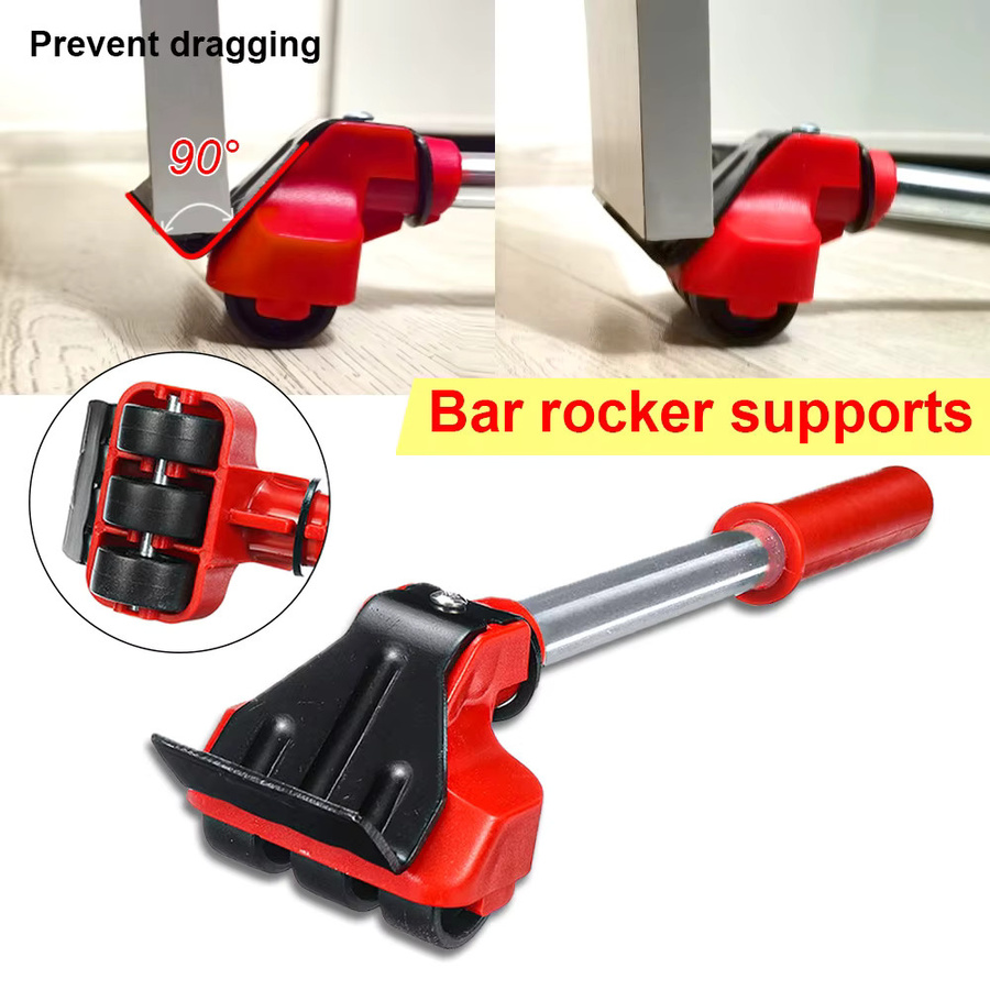 5er Set Heavy Duty Möbelheber und Mover Roller mit Rollen in Rot zum Transportieren von Möbeln - Bild 5