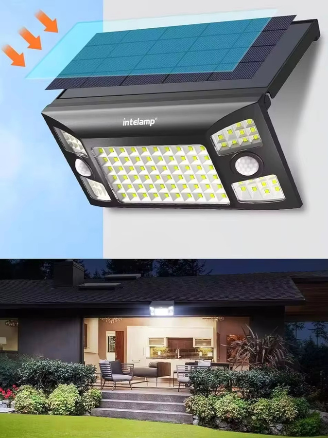 intelamp Solar LED Gartenleuchte mit Bewegungsmelder und IP65 Wasserdichtigkeit, Weißer Wandstrahler für den Außenbereich - Bild 7
