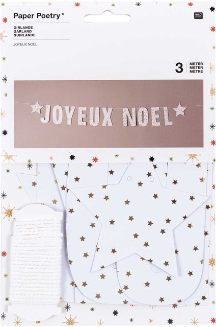 Rico Design Paper Poetry Girlande Joyeux Noel in Gold mit weihnachtlichen Motiven, Länge: 3 m - Bild 1