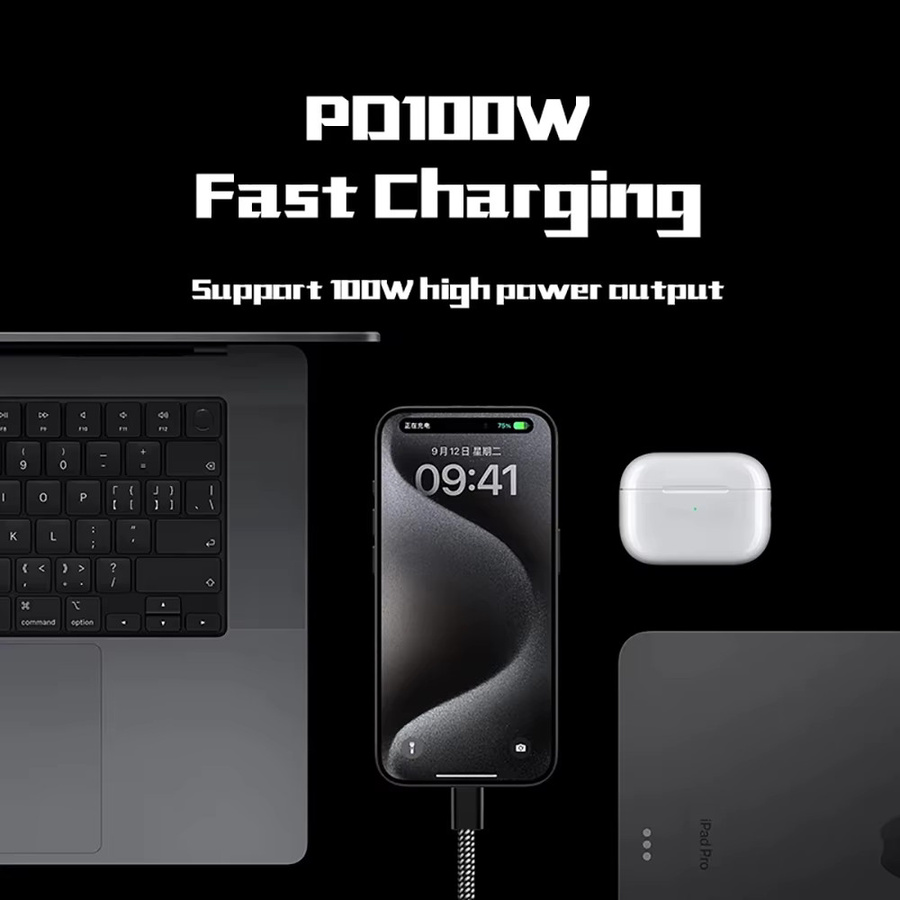 ILEPO Magnetisches USB-C auf USB-C Schnellladekabel 100 W und USB-A auf USB-C Datenladekabel in Schwarz - Bild 3