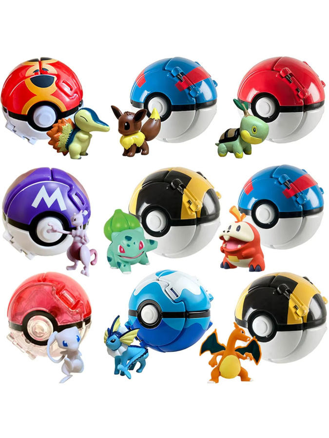 Bandai Pokemon Actionfigur, Pikachu Glurak Mewtu Bisasam Schiggy Mew, Bunt / Mehrfarbig - Bild 3