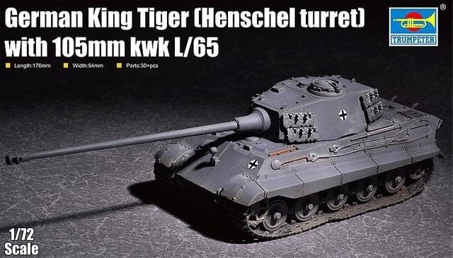 Trumpeter German King Tiger (Henschel turret) with 105mm kWh L/65, Fahrzeug, 1:72 - Bild 1