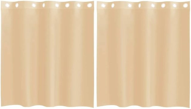 vidaXL Voile Vorhänge mit Ösen, 2er Set, Sandfarbe, semi-transparent, Polyester, Breite: 140 cm, Höhe: 140 cm - Bild 1