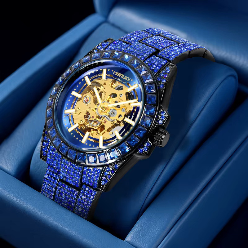 MEIRUIQI Armbanduhr, Automatik, Blau, Rund, Edelstahl, Herren - Bild 4