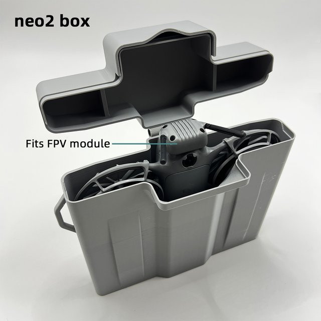 Stoßfestes Hartschalenetui für DJI Neo 2 in Grau, wasserdichte 3D-gedruckte Aufbewahrungsbox für Drohnen und FPV-Module - Bild 1