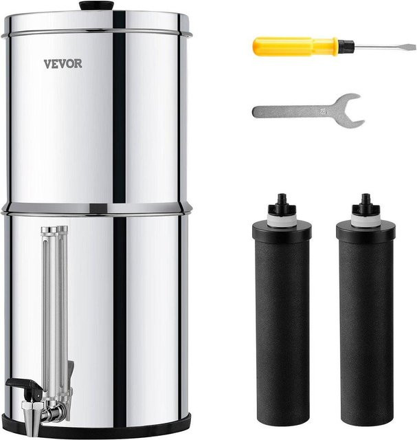 Vevor Schwerkraft-Wasserfiltersystem aus Edelstahl in Silber mit Deckel - Bild 1