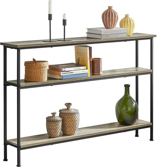 SoBuy Konsolentisch FSB49-PZ in Vintage Brown mit 3 Ablagen, Flurtisch Sideboard B: 120 cm, H: 77 cm, T: 20 cm - Bild 1