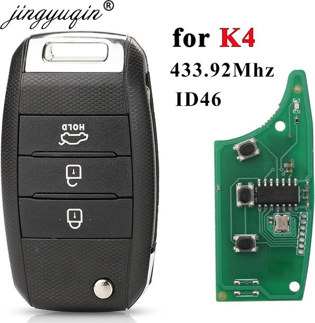 Jingyuqin Auto Fernbedienung Flip Key für Kia 433,92 MHz mit ID46 Chip, 3 Tasten, Schwarz - Bild 1