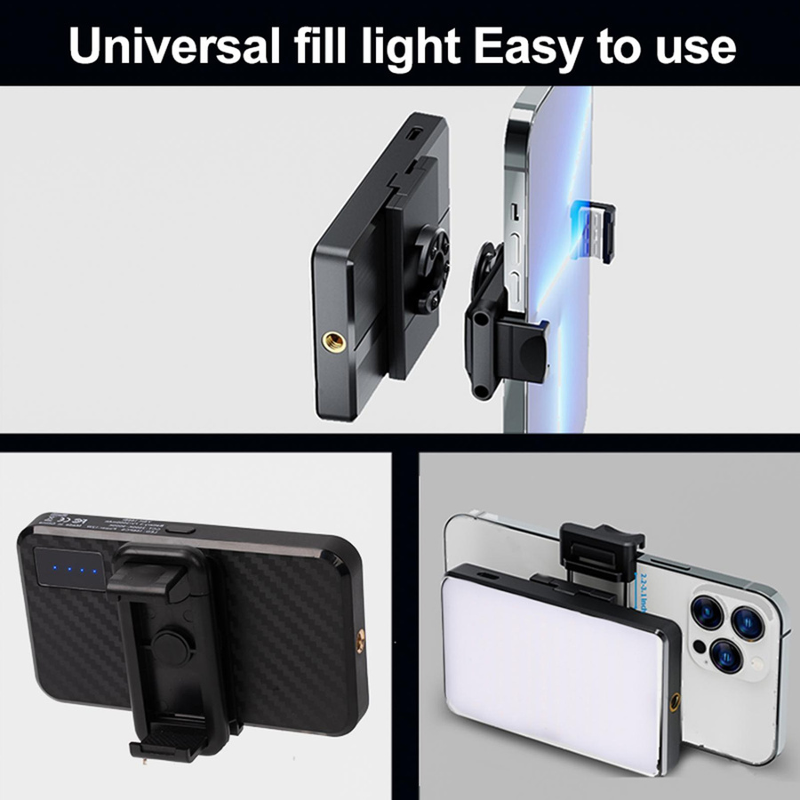 Andoer LED-Videoleuchte im Taschenformat mit Clip, dimmbar, 2500 K – 9000 K, 3000 mAh Akku, Schwarz - Bild 2