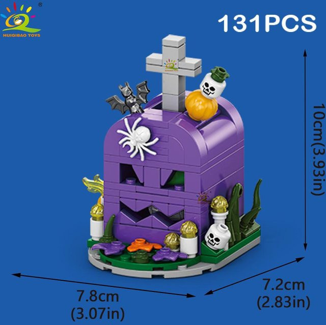 Wucifang Bags Halloween Bausteine Kürbis Geisterhaus Zugwaggon, ab 6 Jahren - Bild 1
