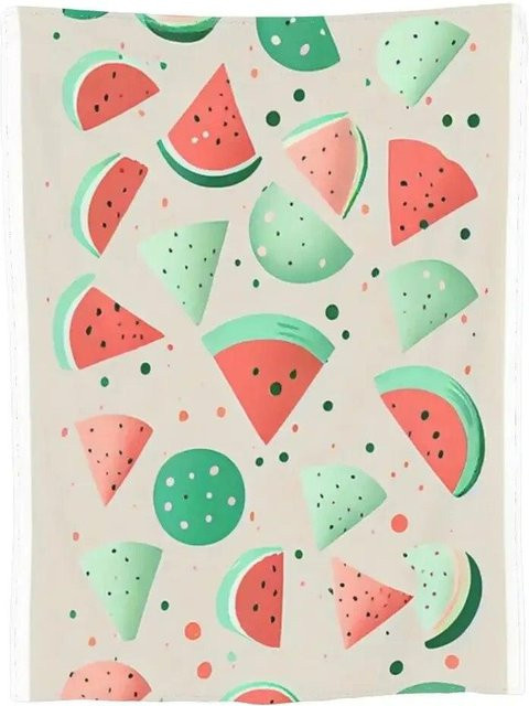 CAUSAL Flanell-Überwurf mit Wassermelonendesign, weiche Tagesdecke in Multicolour, B/H: 75 x 100 cm - Bild 1