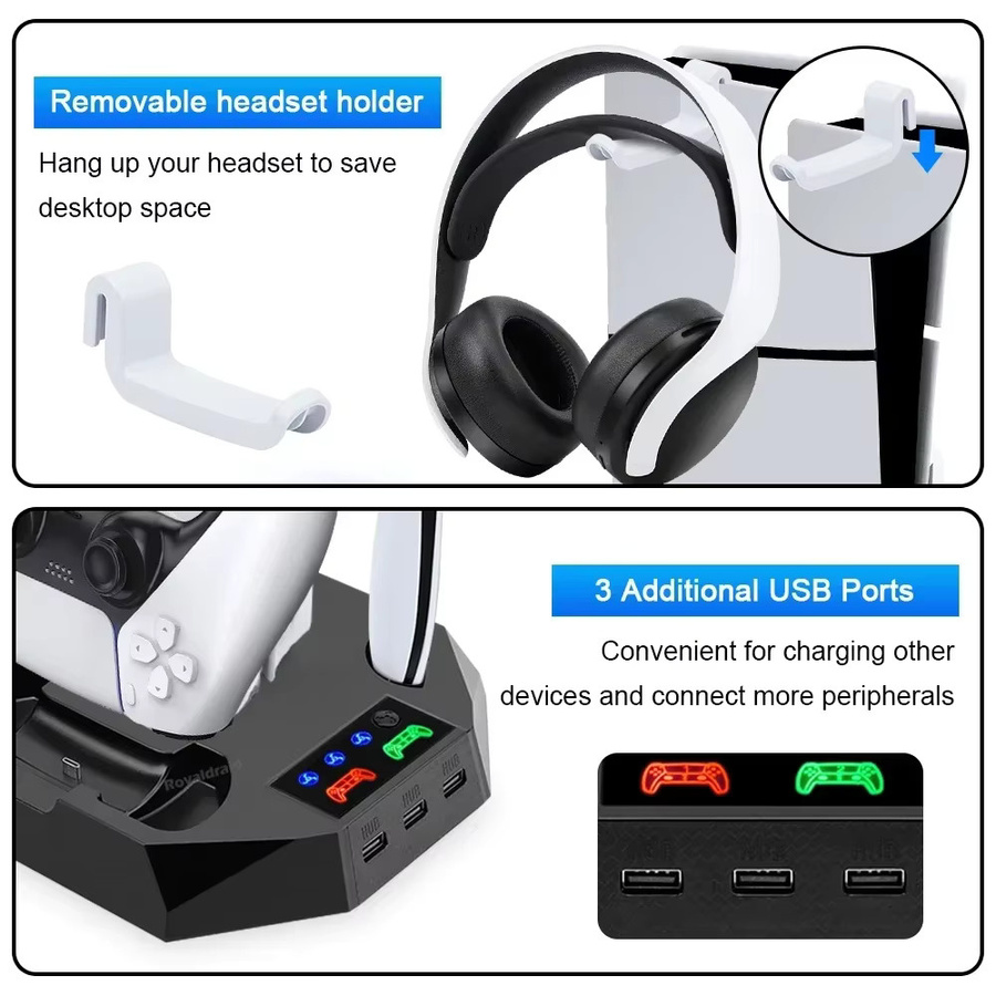 HeroAngel Kühlventilator und Controller-Ladestation für PS5 Slim Disc Digital Edition in Weiß - Bild 4