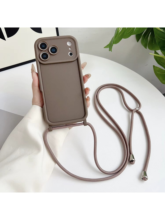 Stoßfeste Handyhülle für Apple iPhone mit Umhängeband und Kameraschutz, Braun - Bild 5