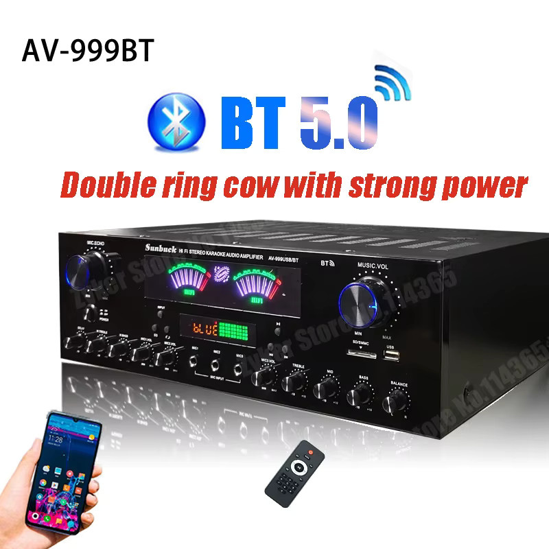 WAPUNO HiFi Digital Bluetooth Stereo-Verstärker mit dynamischem Bildschirm in Schwarz - Bild 2