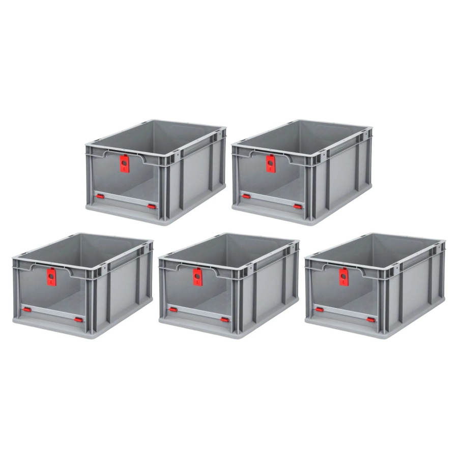 PROREGAL SparSet 5x Eurobox NextGen Insight Cover mit verstärkten Wänden, Rot, H x B x T: 22 x 30 x 40 cm, 20 Liter - Bild 2