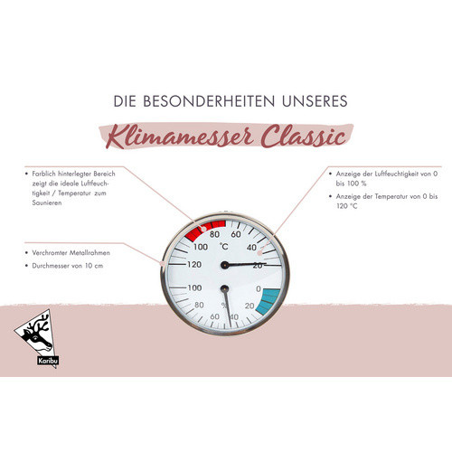 Karibu Klimamesser Classic für Saunen in Beige und Silber - Bild 3
