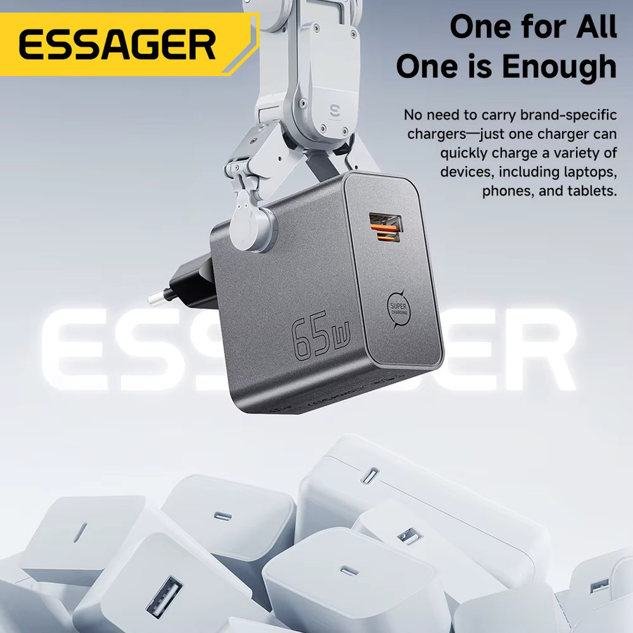 ESSAGER 65W GaN Ladegerät mit PD3.0 PPS QC4.0 Schnellladefunktion für iPhone, Samsung, MacBook Air und Huawei Laptop - Bild 2
