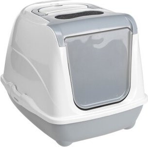 AniOne Katzentoilette Flip Cat S in Hellgrau und Weiß