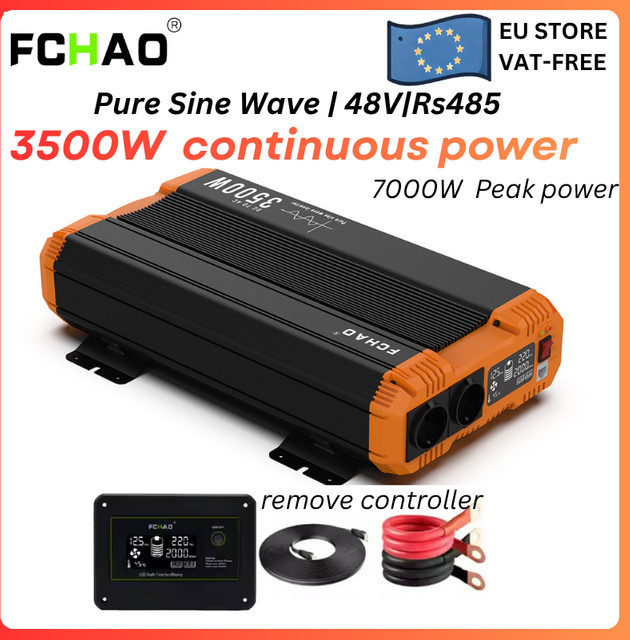 FCHAO Reiner Sinus-Wechselrichter 48V zu 220V 50Hz mit 3500W Dauerleistung, LCD-Display und Fernbedienung für Haus, Wohnmobil und Solaranlagen - Bild 1