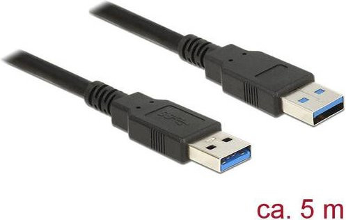 Delock USB 3.2 Gen1 Kabel mit USB-A Stecker, 5,00 m, Schwarz mit vergoldeten Steckkontakten, 85064 - Bild 1