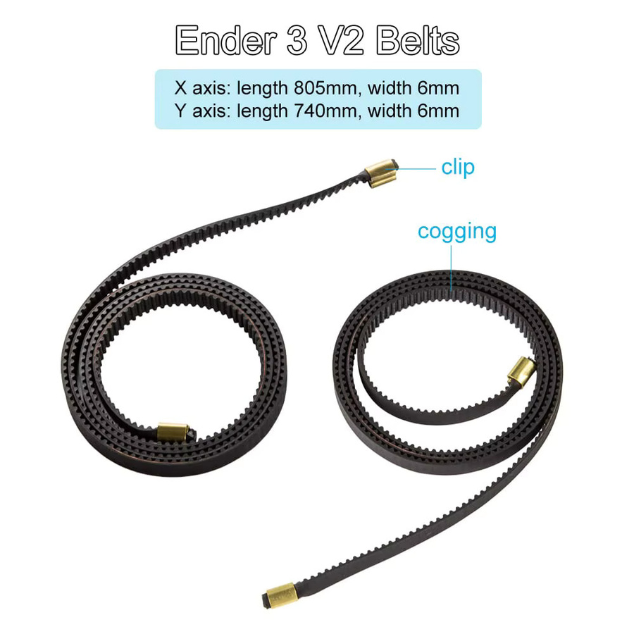 Creality Ender 3 V2 XY Synchronriemen-Kit 2GT Timing-Breite 6 mm für X+Y-Achse in Schwarz - Bild 3