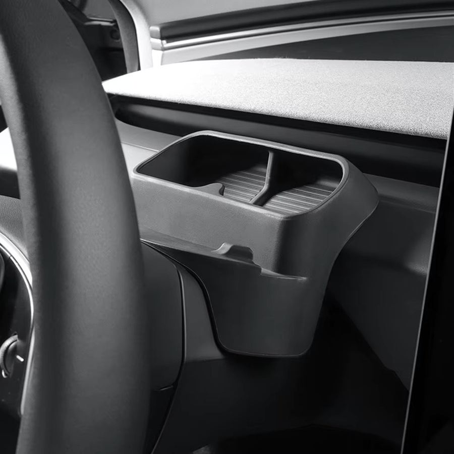 TESY Silikon-Handyhalter und Aufbewahrungsbox für Tesla Model Y Juniper 2025 und Model 3 Highland, inklusive Sonnenbrillenständer, Schwarz - Bild 2