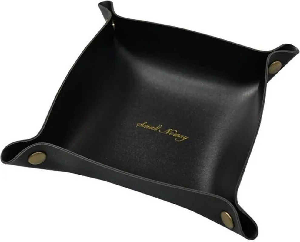 BC-Warm Home Ablagefläche aus Leder im skandinavischen Stil, rundes Organizer-Tablett für Schmuck und Kosmetik, Schwarz, B/T: 22 x 22 cm - Bild 1