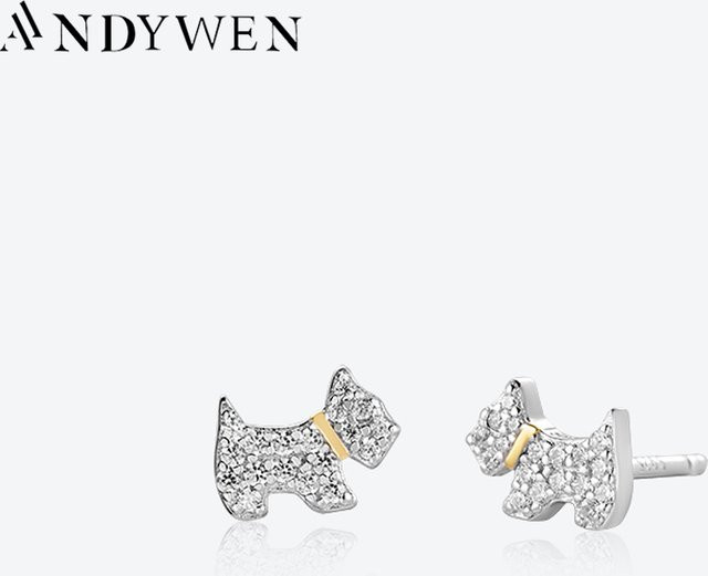 Andywen Ohrstecker, Sterling Silber, Gold, Kristall, Damen - Bild 1