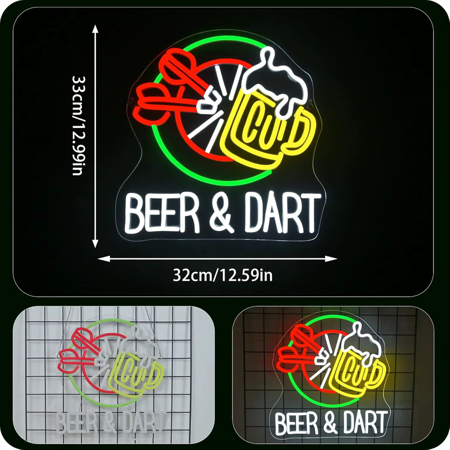 NEONAEON LED Neonschild Dart und Bier in Multicolour mit Dimmer-Schalter - Bild 2