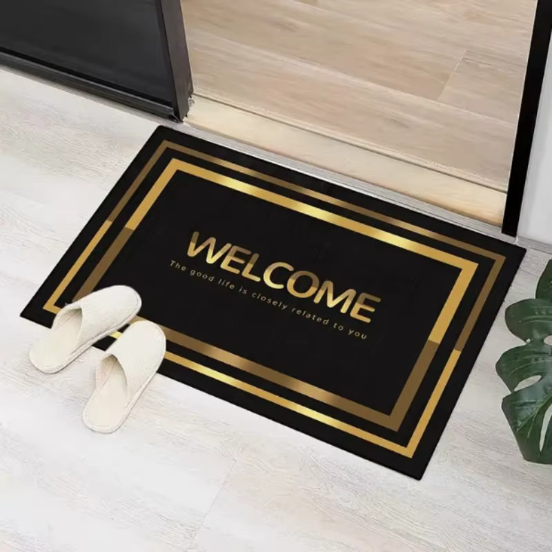VIKAMA Fußmatte Welcome in Schwarz und Gold, rutschfest und maschinenwaschbar, B/T: 60 x 40 cm - Bild 2