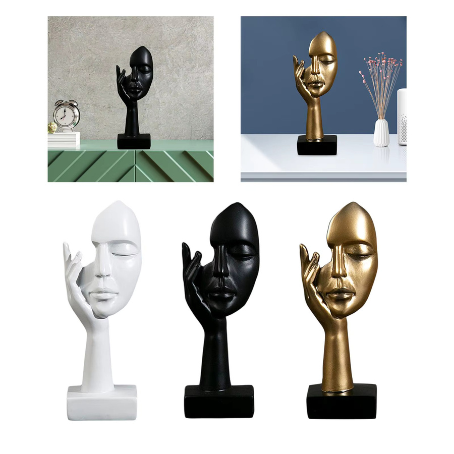 Kesoto Frauenkopf-Kunststatue Denkerin-Skulptur aus Harz in Schwarz oder Weiß für deine Studio-Dekoration - Bild 4