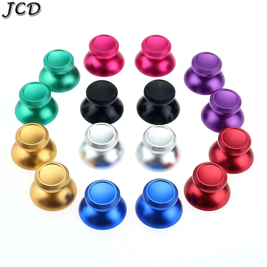 JCD Ersatz-Set für PS4 Pro Slim Controller mit Metall-Daumengriffen, Aluminium-ABXY-Tasten und Chrom-D-Pad-Tasten in Silber und Gold - Bild 2