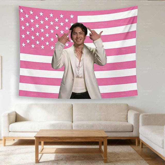 Hudson Williams Wandteppich mit amerikanischer Flagge in Rosa, moderner Wandbehang mit Grafikdesign - Bild 1