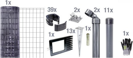Gust. Alberts Maschendrahtzaun Set Fix-Clip Pro mit Bodenhülsen, Breite: 2500 cm, anthrazit-schwarz - Bild 1