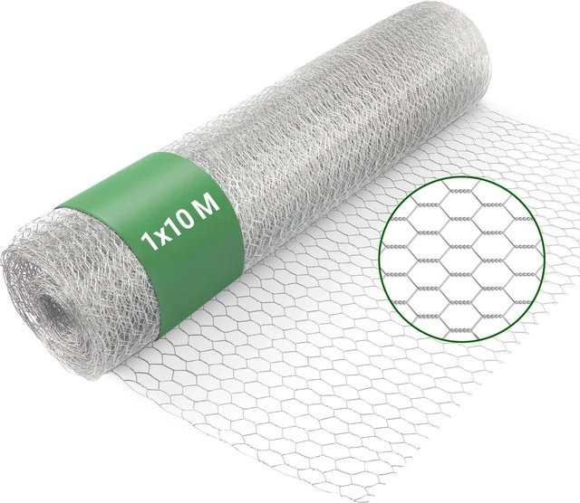 Wiltec Volierendraht als Hasendraht in Silber, Sechseckgeflecht aus verzinktem Stahl, Maschenweite: 13 mm, Breite: 1 m, Länge: 10 m - Bild 1