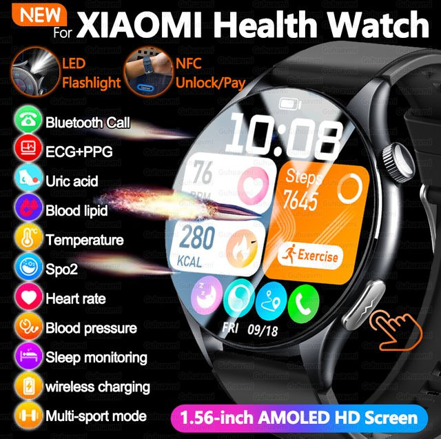 GUHUAVMI Smartwatch, Leder, Schwarz, Herren - Bild 1