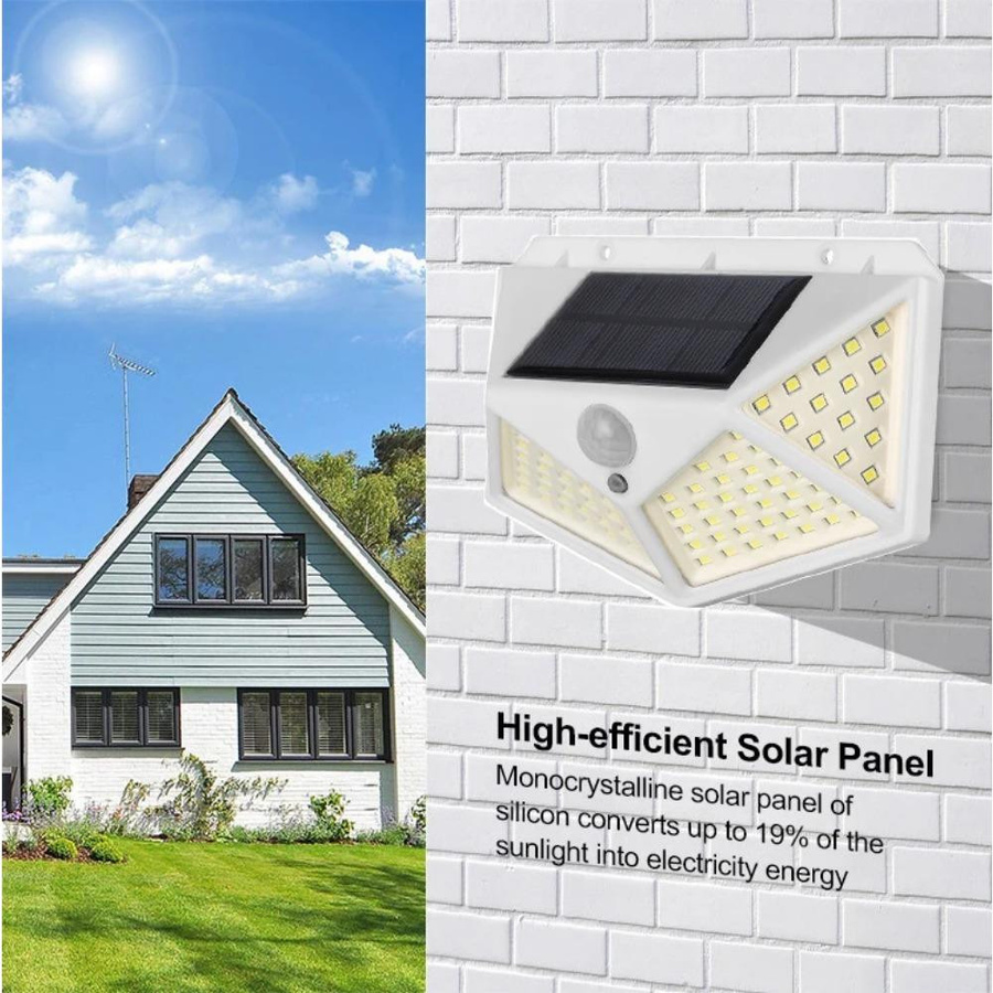 LIUXING Solar-LED-Wandstraßenlampe mit Bewegungsmelder und 3 Beleuchtungsmodi, wasserdichte Außenbeleuchtung für Garten und Treppen, Weiß - Bild 3