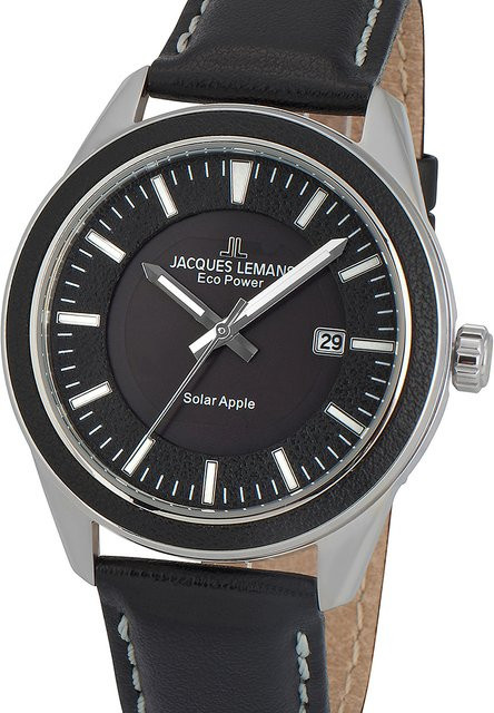 Jacques Lemans Armbanduhr Solar, Edelstahl, 40 mm, Herren, Schwarz - Bild 1